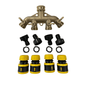 NEW! Four Way Solid Brass EU Garden Hose Splitter