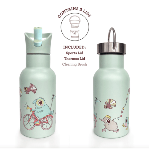 Kuwi Stainless Steel Drink Bottle + 2 Lids - Image 2