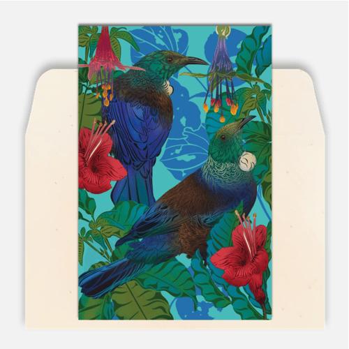 Tūī & Pūriri Greeting Card